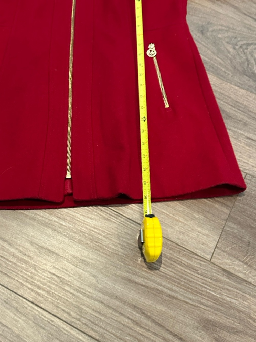 Michael Kors Red Zip-Front Pea Coat with Gold Hardware Size Medium - Picture 10 of 10